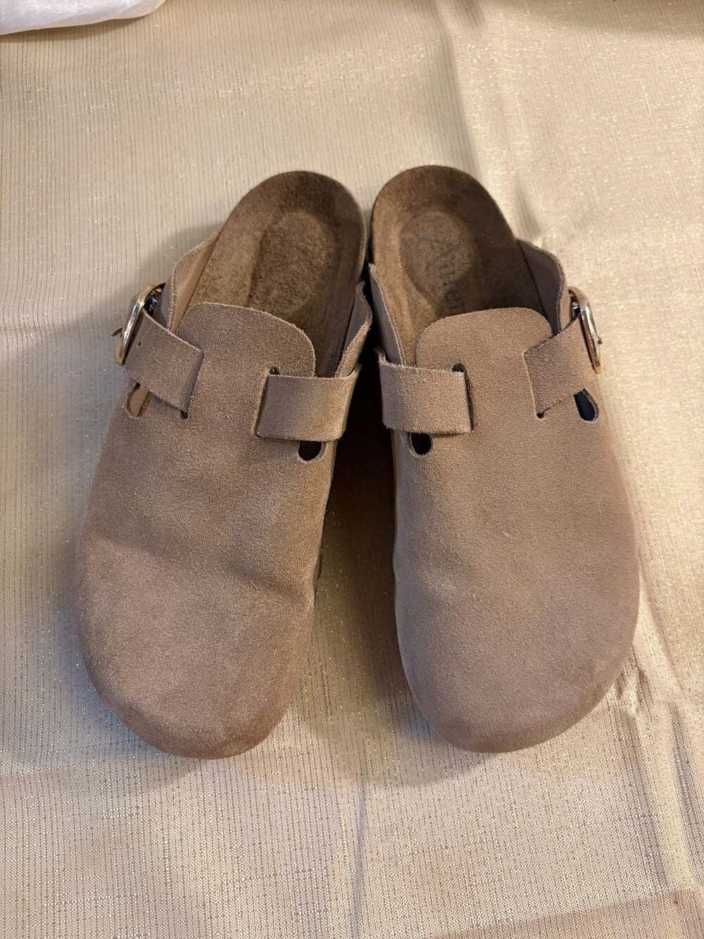 Autenti Brown Suede Leather Clogs with Buckle Strap - Picture 8 of 8